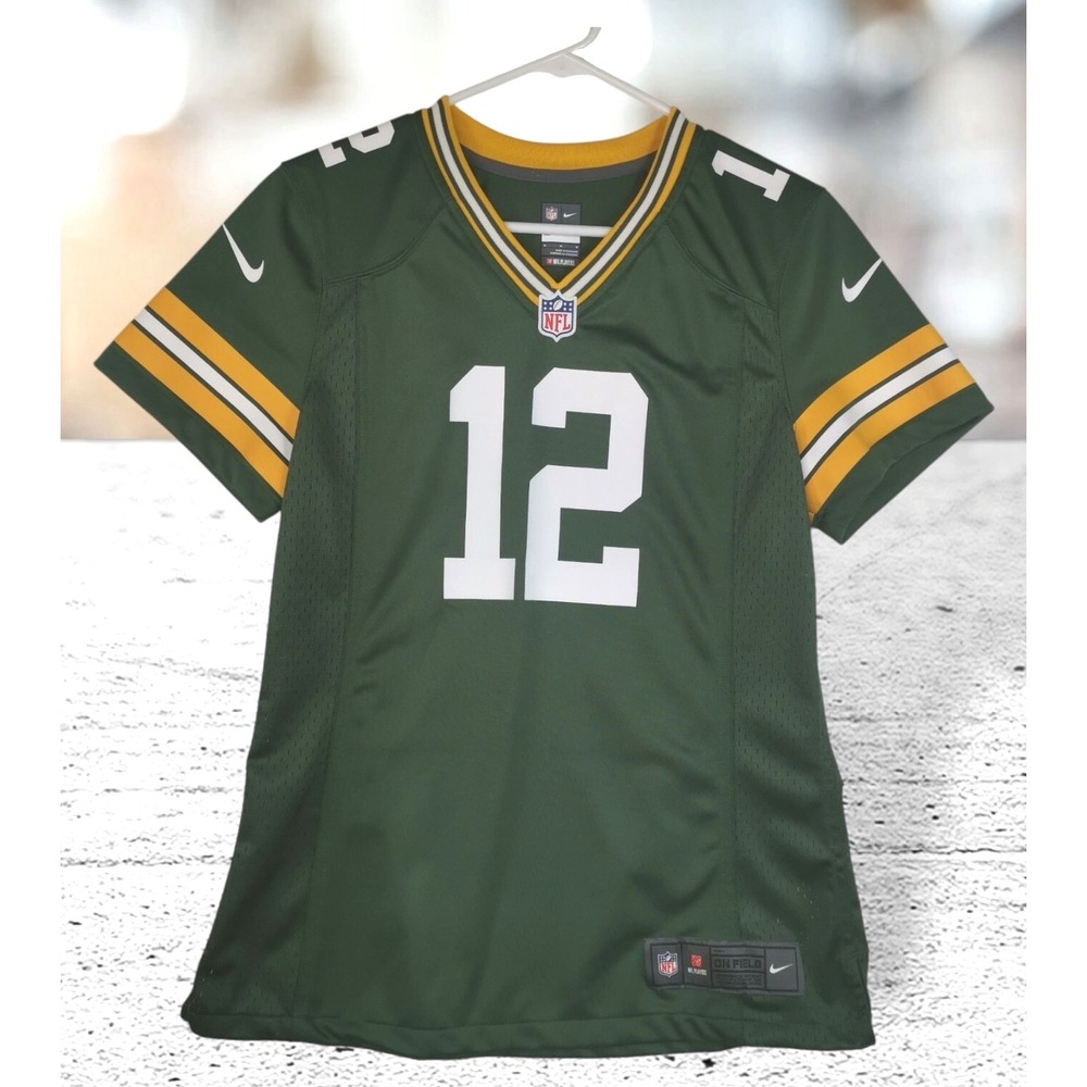 Nike Green Bay Packers On Field Jersey Youth Girls Size M Aaron Rodgers #12 NFL